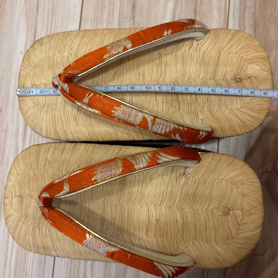 七五三　7歳　ぽっくり下駄　オレンジ系