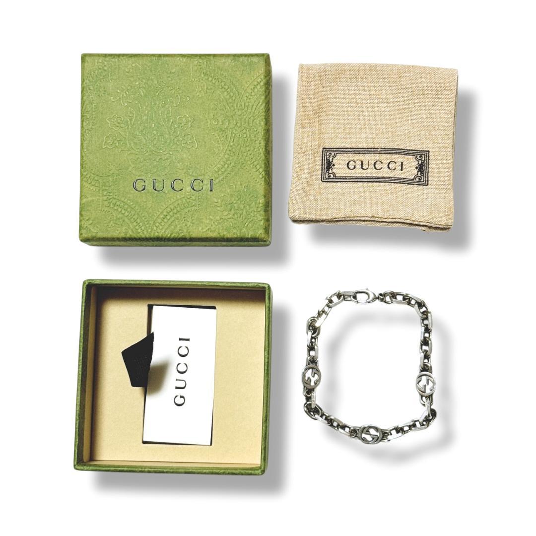 【美品】グッチ インターロッキング ブレスレット19号 SV925