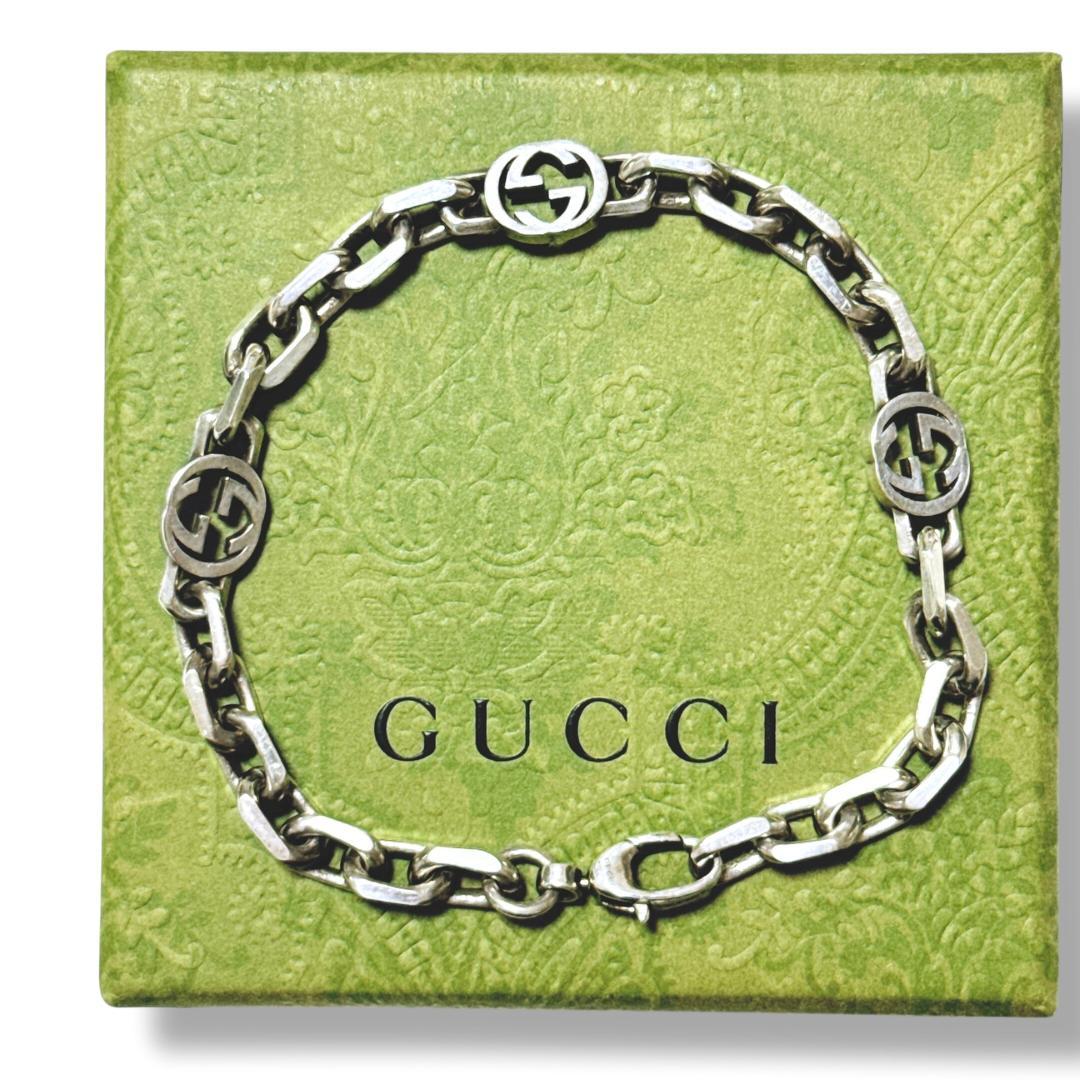 【美品】グッチ インターロッキング ブレスレット19号 SV925