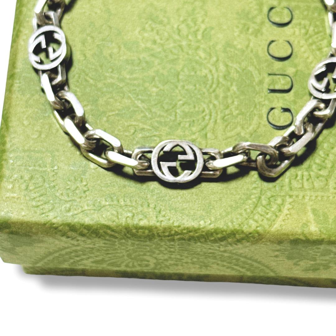 【美品】グッチ インターロッキング ブレスレット19号 SV925