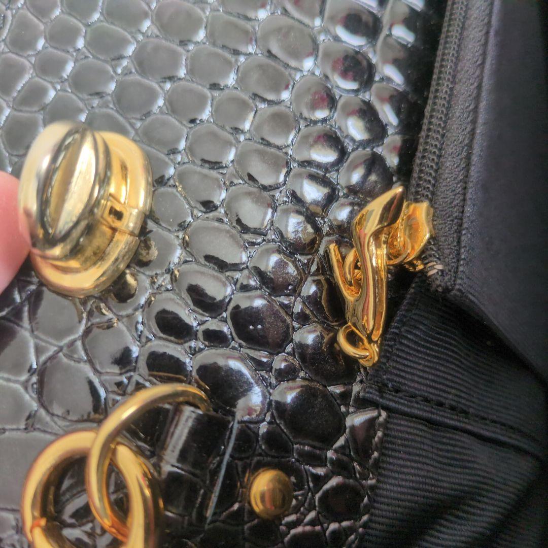 銀座かねまつ　ハンドバッグ　クロコ型押し　2way　シャイニング