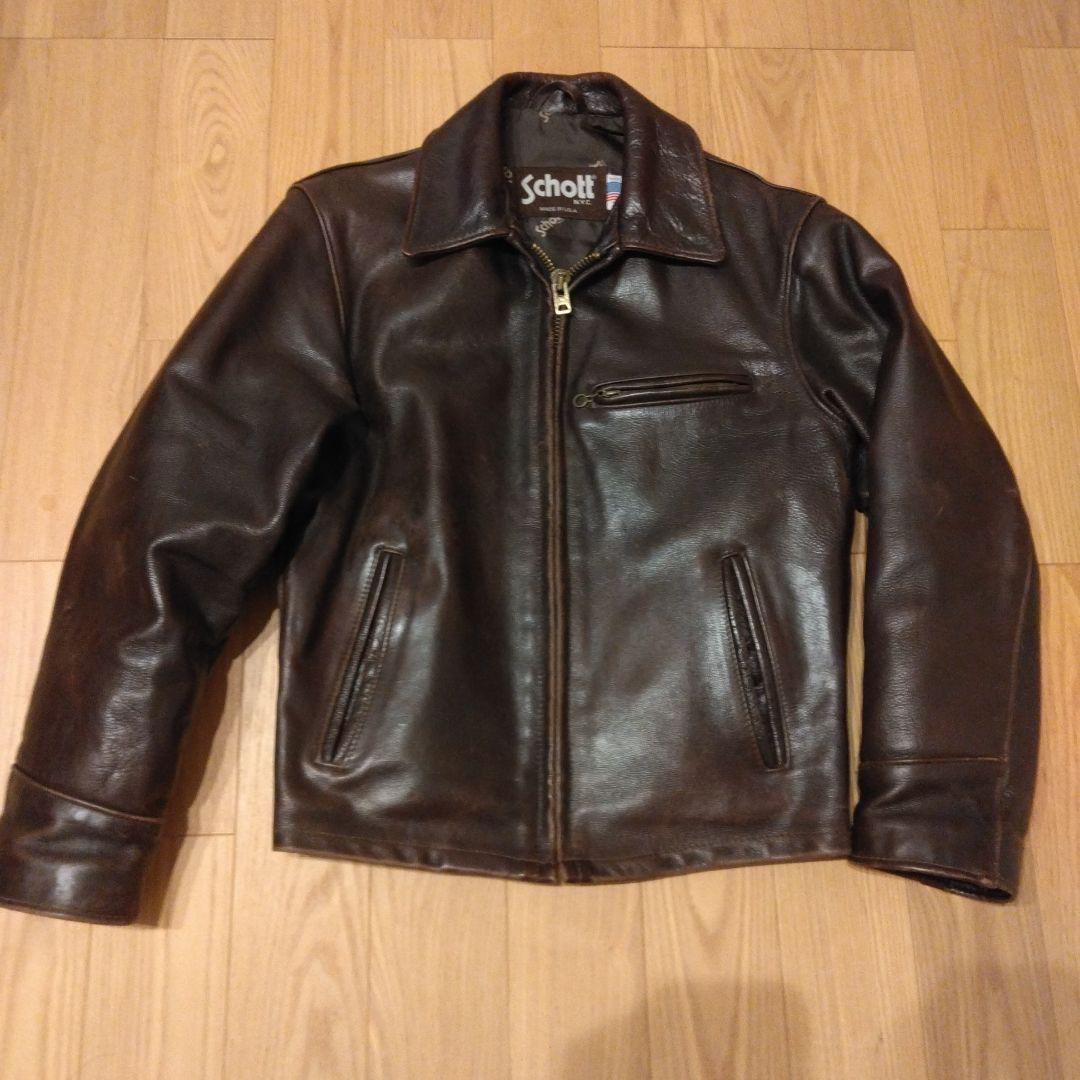 SCHOTT 659　シングルライダース　トラッカーズ　サイズ36　赤茶色系