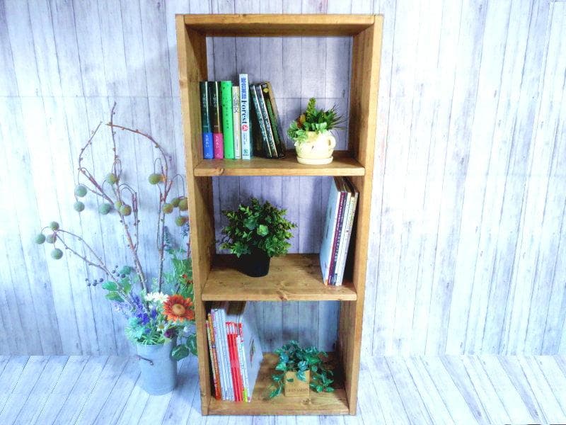 ハンドメイド特大3段トールラック (チーク色)