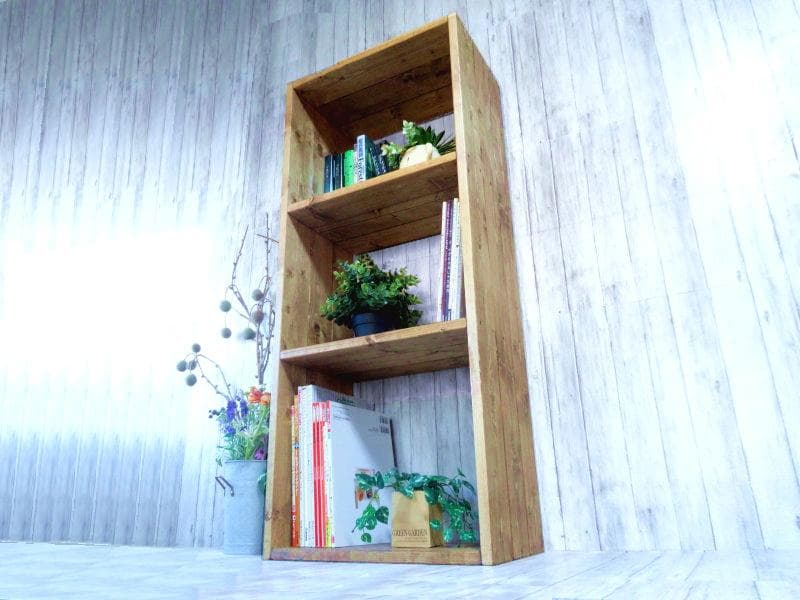 ハンドメイド特大3段トールラック (チーク色)