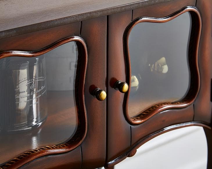 アンティーク調 ミニ ガラスキャビネット サイドテーブル 高級 木製 コンソール