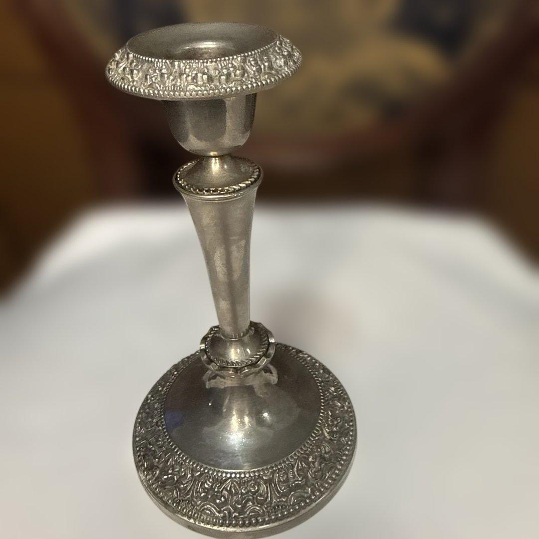 銀メッキ装飾キャンドルスタンド