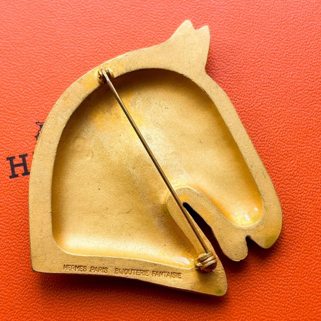 HERMES エルメス ラージ ブローチ シュバル ゴールドカラー ホース 馬