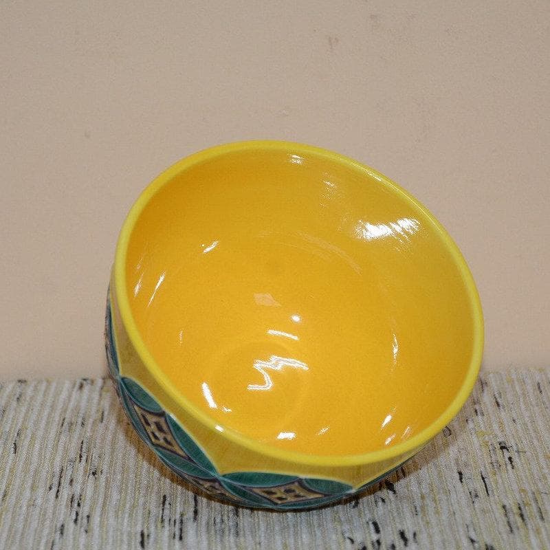 茶道具　黄交趾七宝紋茶碗　京焼　伊藤圭一　南山　美品　中古品　送料込み