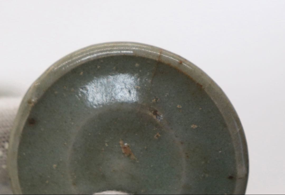 中国　宋時代　青磁小壺　龍泉窯　茶入　木箱付　送料込み250204