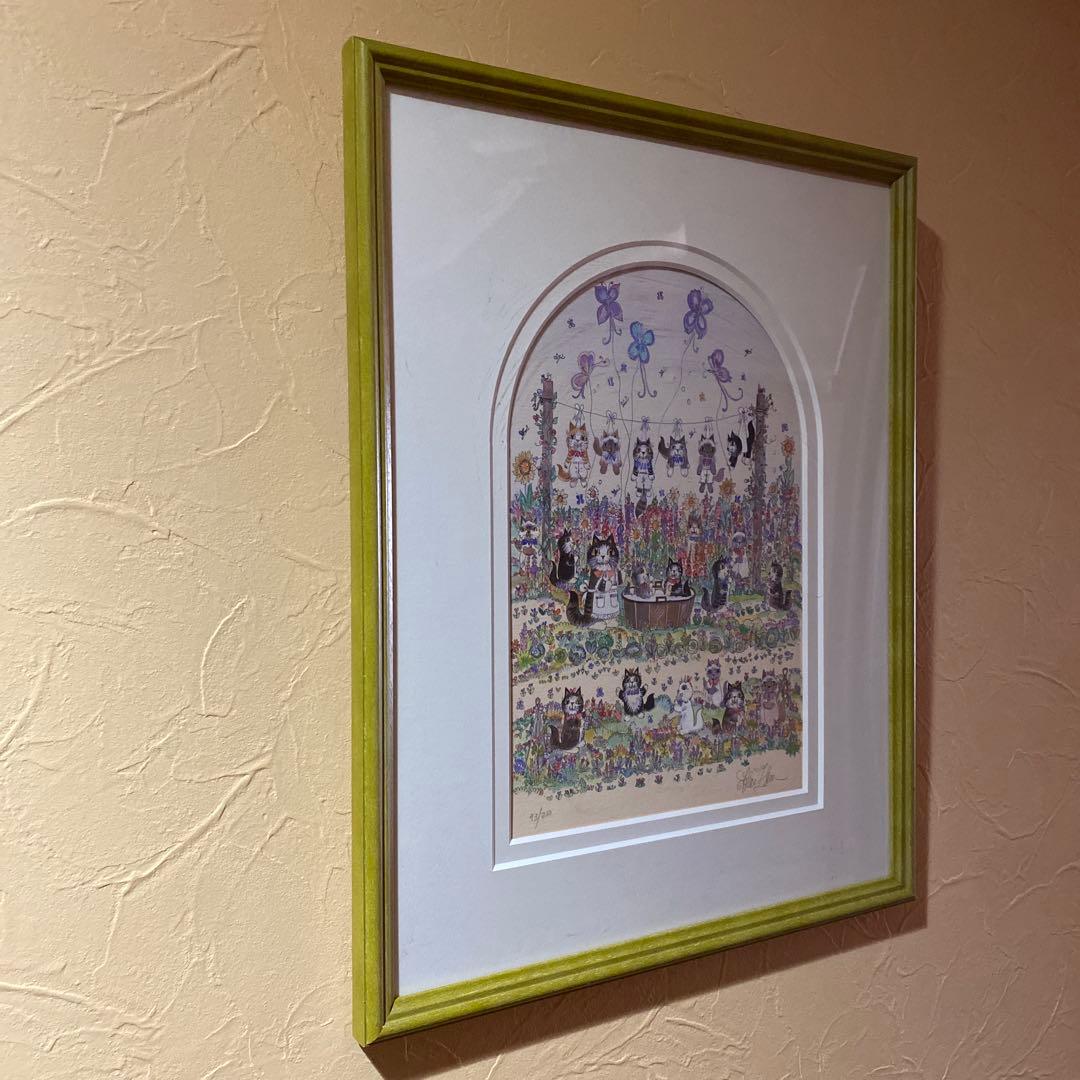 ダイアンエルソン リトグラフ 版画 93/250 猫のアート 限定品