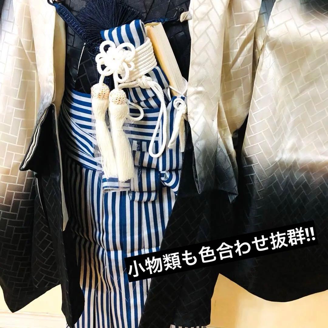 七五三 五歳‼️黒地グレー系 黄金鷹 金糸刺繍‼️袴未使用しつけ付き‼️完全フルセット