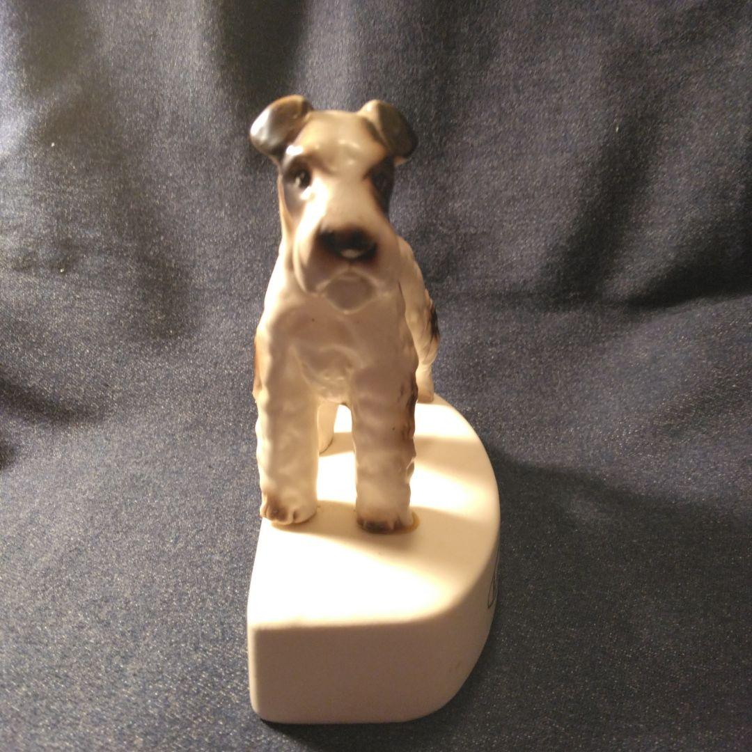 昭和レトロ　リード　 陶器製犬の置物ノベルティ　シユナウザー　当時物