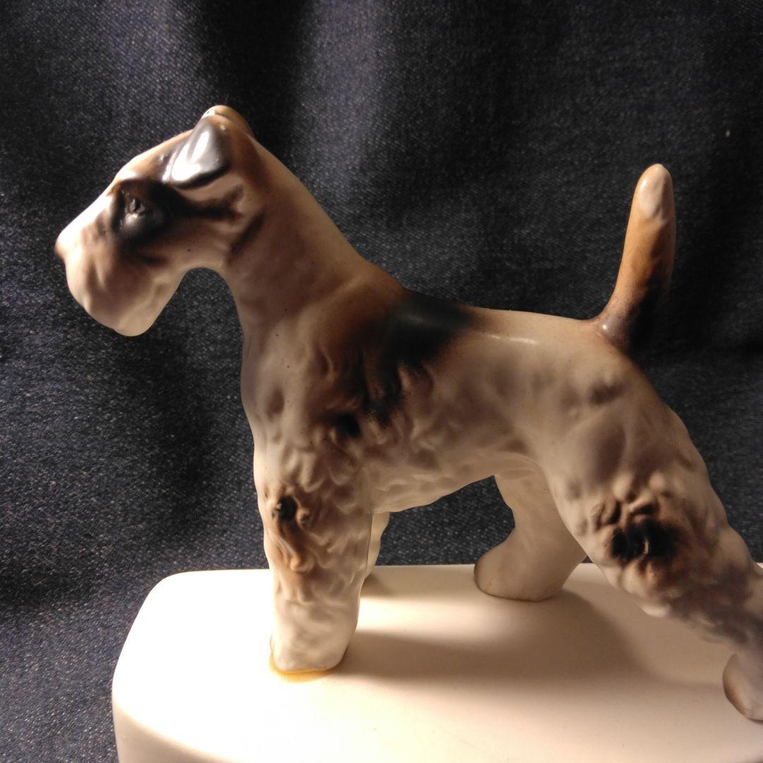 昭和レトロ　リード　 陶器製犬の置物ノベルティ　シユナウザー　当時物
