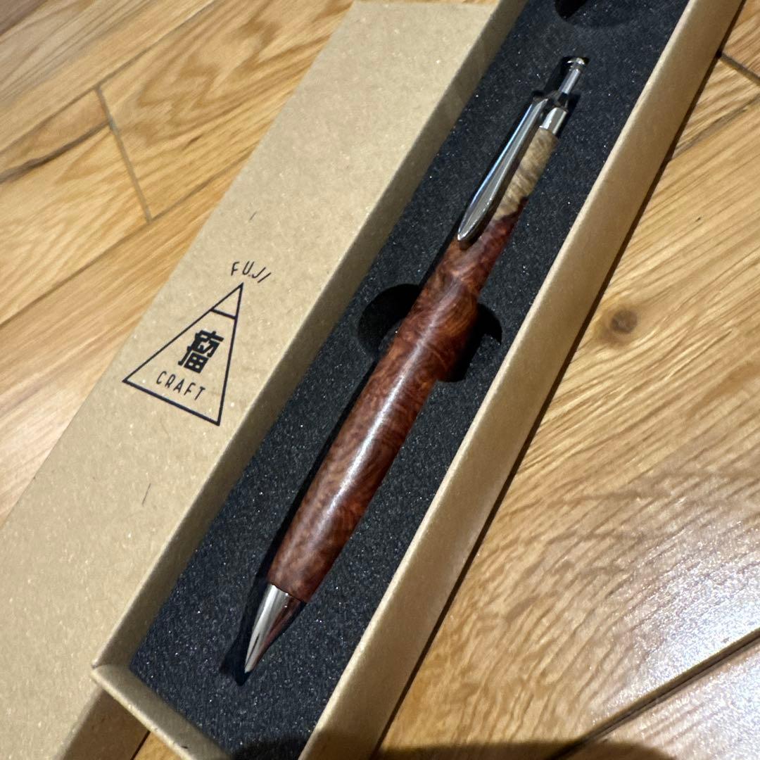 【美品】富士瘤クラフト　花梨紅白　シャープペンシル