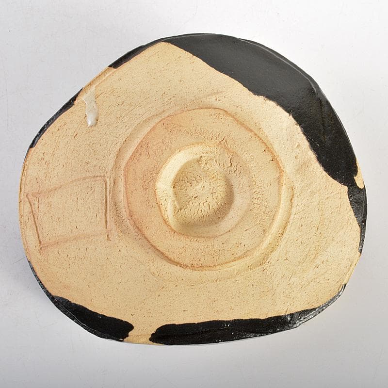 北大路魯山人作　織部焼　於里辺　茶碗　共布共箱　M　R7472