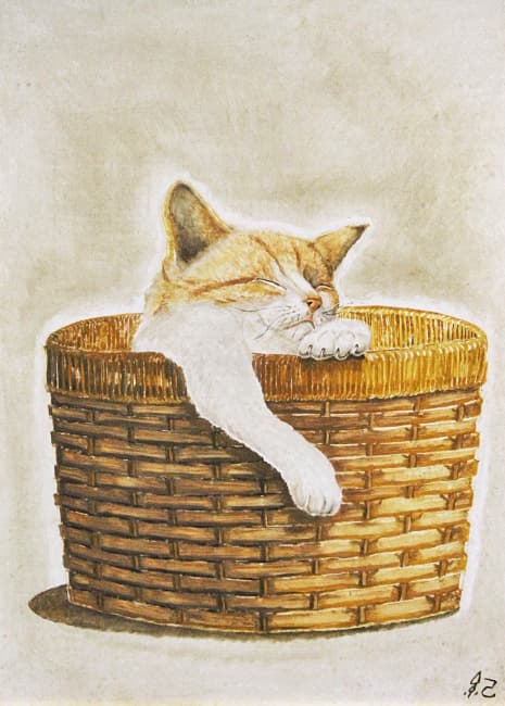 川瀬紀美子 一枚の繪 【猫No.2（ひるね）】 油彩 4号