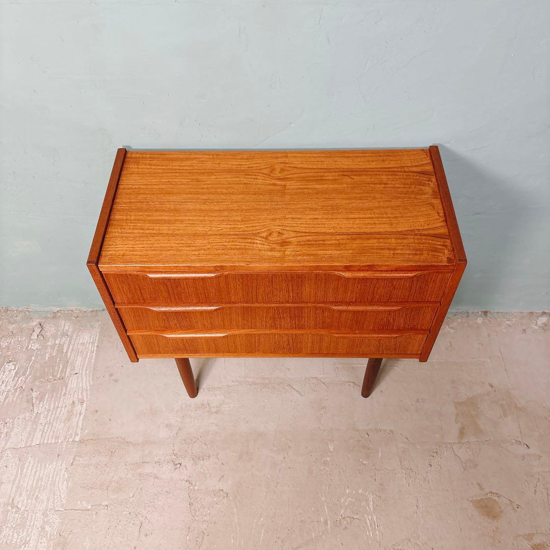 デンマーク　チーク材　三段チェスト　北欧家具　北欧ビンテージ