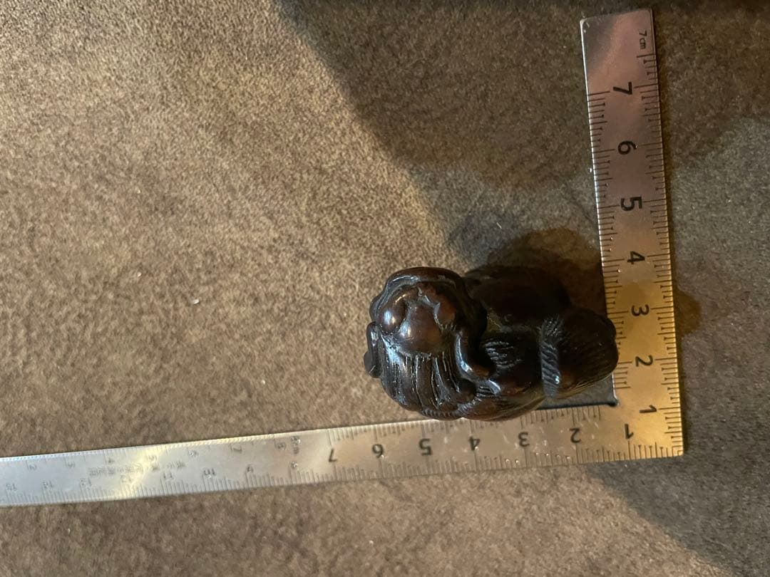 根付 獅子 木製 無銘