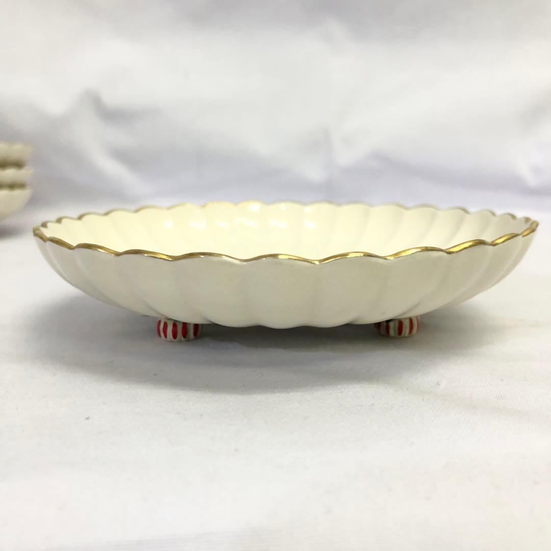 【95】沈壽官窯 白薩摩菊脚皿 菊 薩摩焼 小皿 ４枚 美品