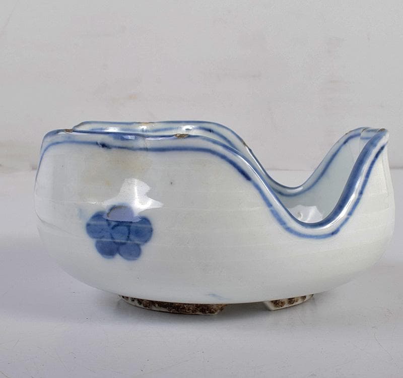 中国　古染付　山水文　向付　十人前　時代箱付　D　3915C