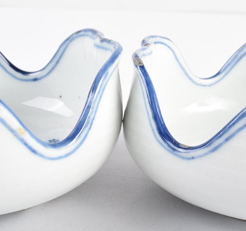 中国　古染付　山水文　向付　十人前　時代箱付　D　3915C