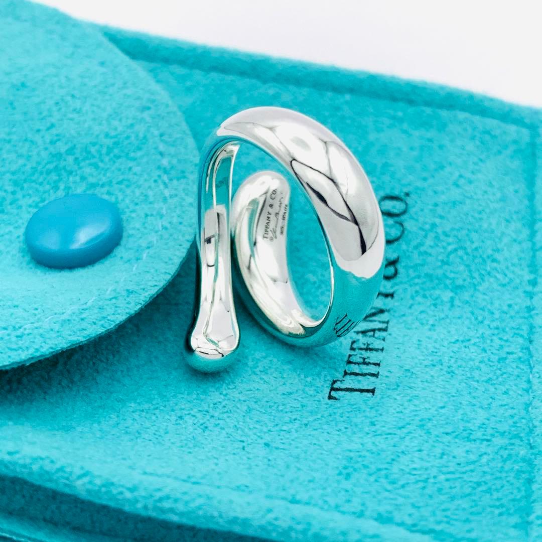 新品仕上げ 極美品 ティファニー エロンゲイテッド ティアドロップリング 9号