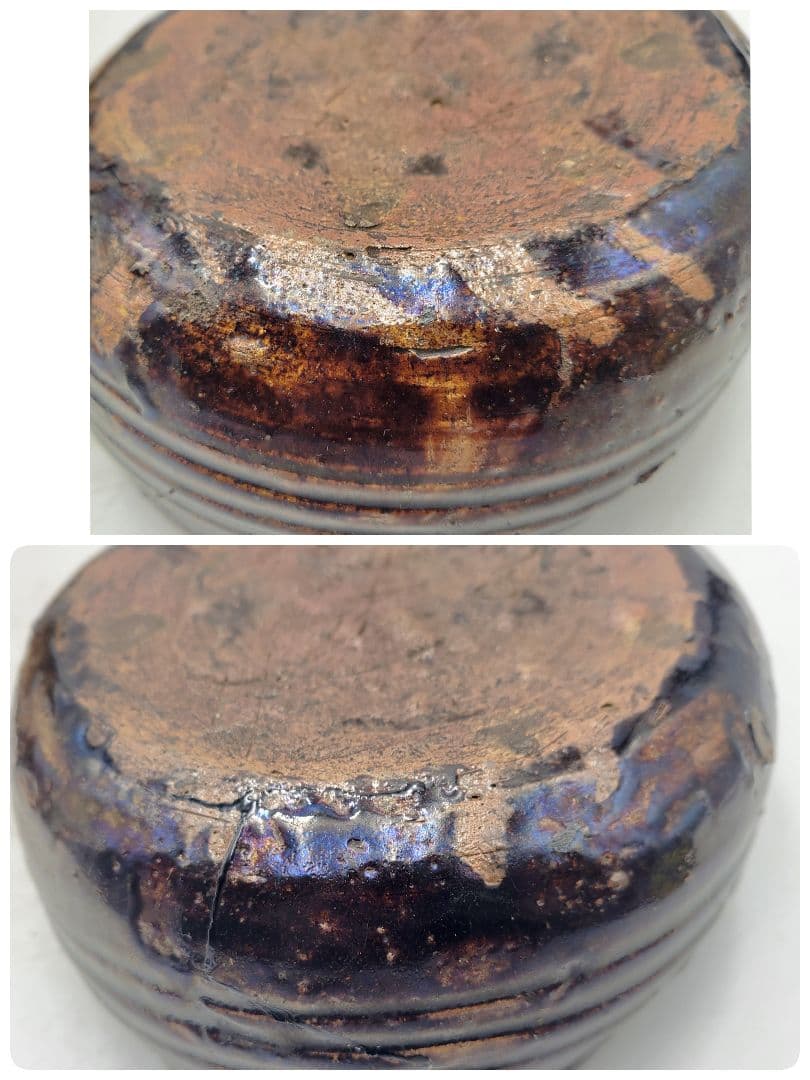 丹波焼　菓子器　時代物　合わせ箱　茶道具　骨董品、美術品