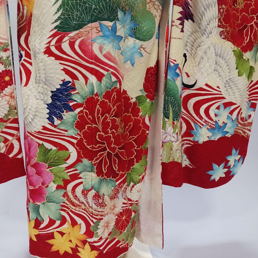 豪華　牡丹×鶴　振袖フルセット　クリーム色