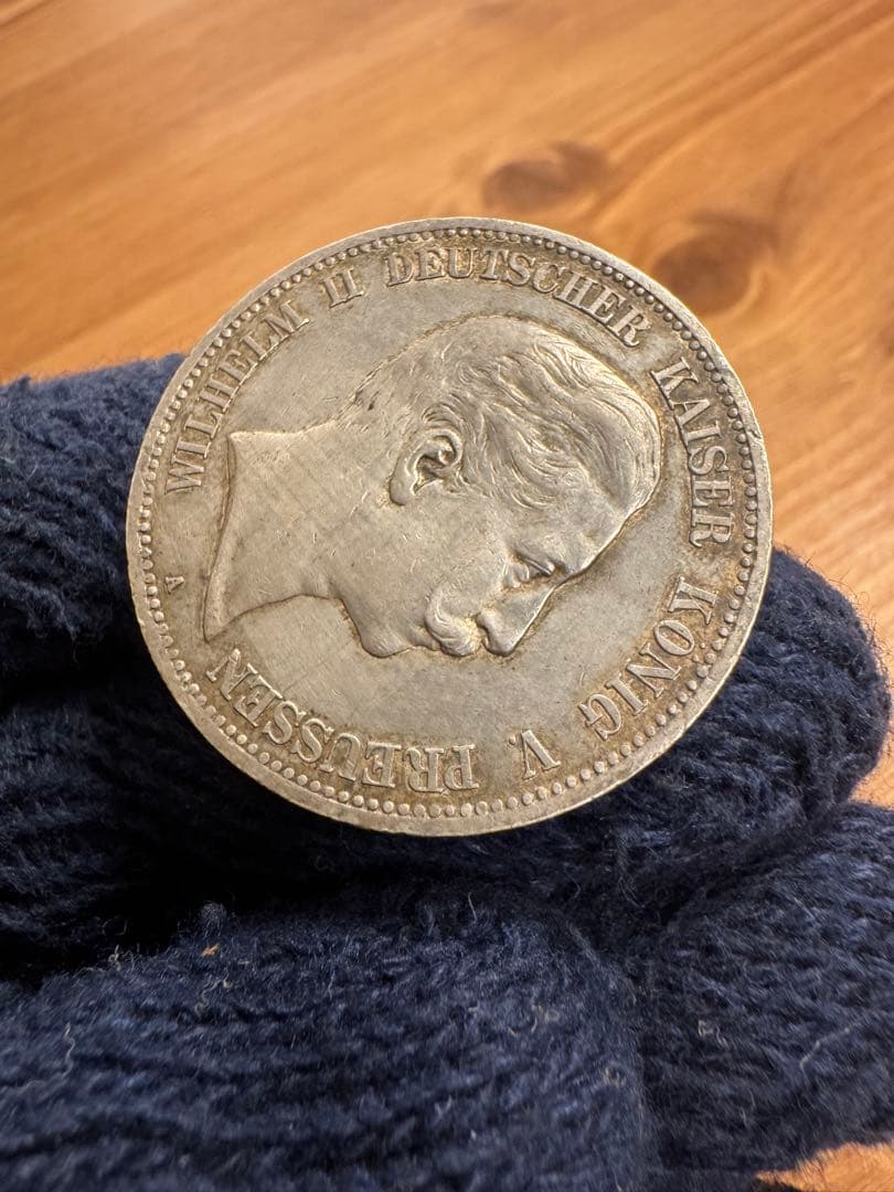 ★本物保証　ドイツ帝国 ヴィルヘルム2世 5マルク 1907年