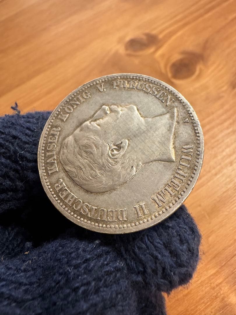 ★本物保証　ドイツ帝国 ヴィルヘルム2世 5マルク 1907年