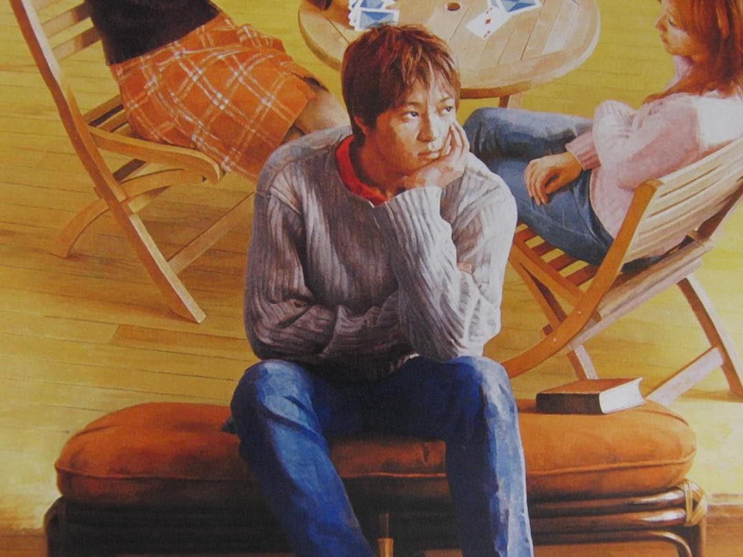 弥富節子、【時の行方】、希少な額装用画集より、新品額装付