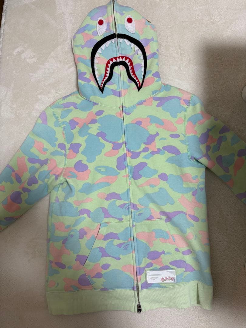 BAPE エイプ シャークパーカー パステルカモ Sサイズ