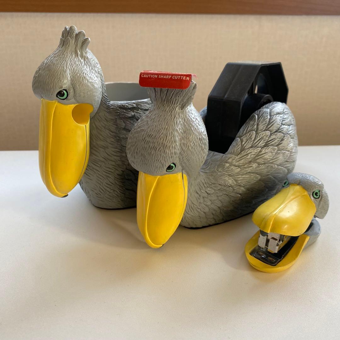 ハシビロコウテープディスペンサー ホッチキス 小物入れ(値下げ可・ご相談下さい)