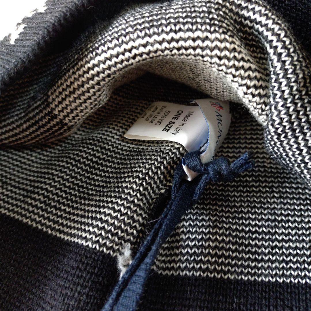 モンクレール MONCLER ニット帽・ワッチ　ブラック ボーダー ポンポン付