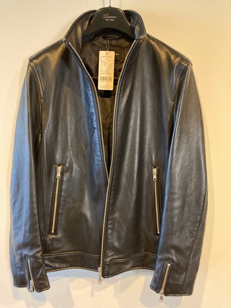 新品　TETE HOMME シープレザーシングルライダースジャケット