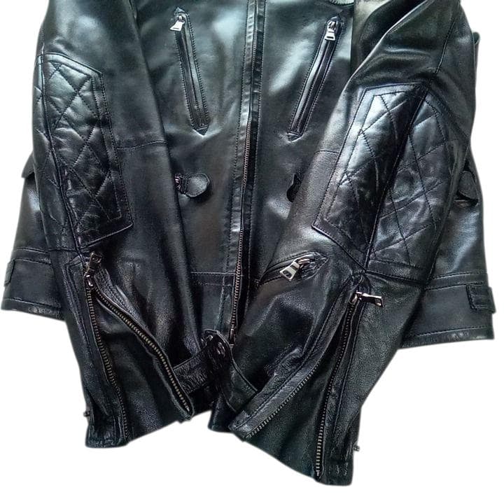 美品 BEAMS CEI パテント ラムレザー ライダース M 黒 ビームス