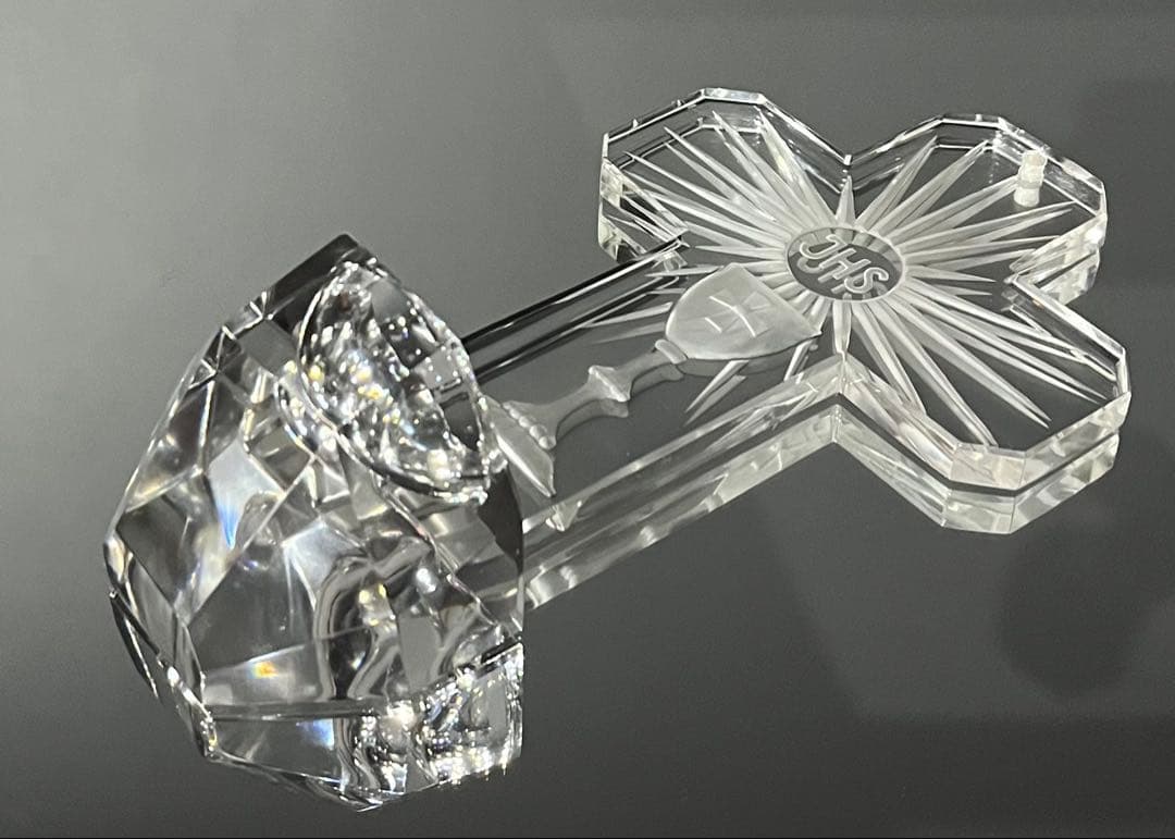 BACCARATバカラ/※極希少型 美品　キリスト クロス十字架　壁掛け聖水盤