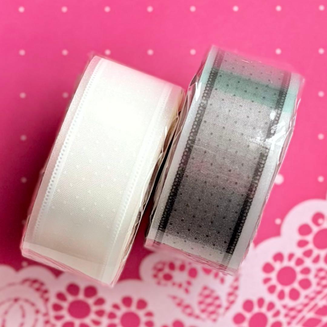 闪砂 印记-黑 白 2cm×5m２点セット 海外マスキングテープ レース