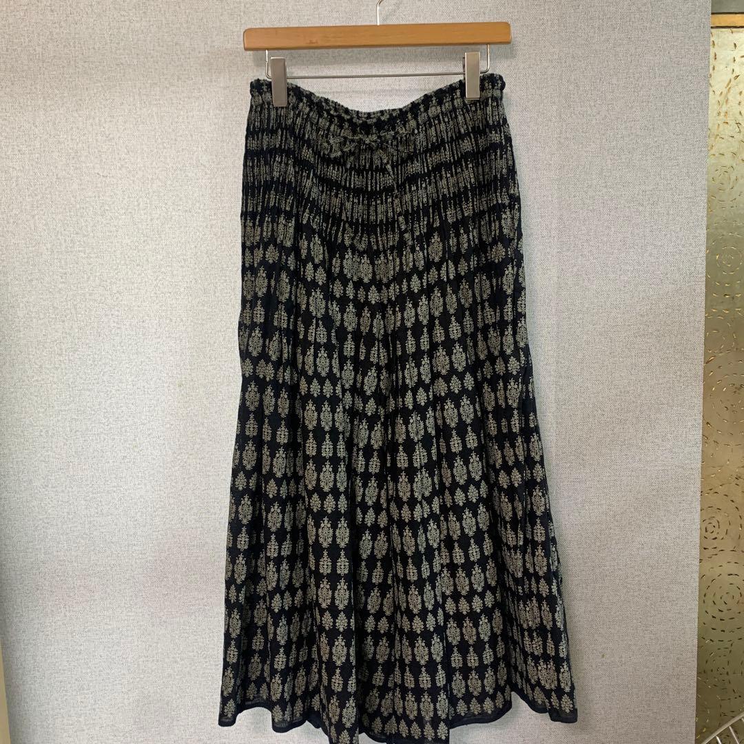 メゾンドソイル リネン ピンタックガウチョパンツ