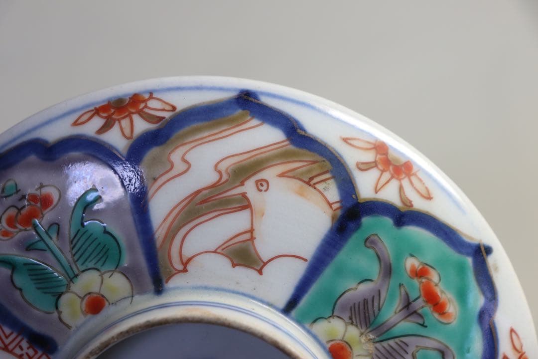 江戸　古伊万里　色絵蓋茶碗ペア　送料込み1107