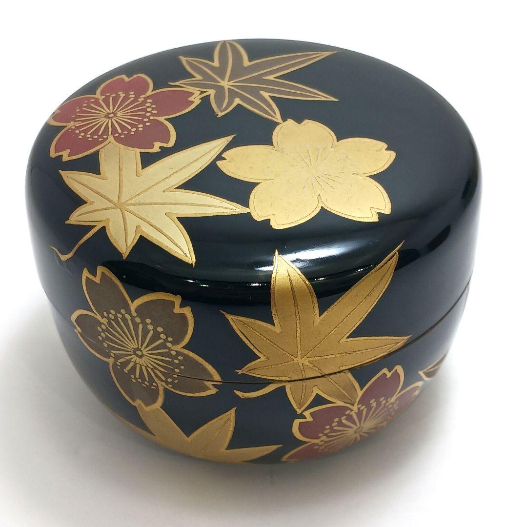 Y3032-12 茶道具 欅・蒔絵・黒漆 棗 3点セット　YY