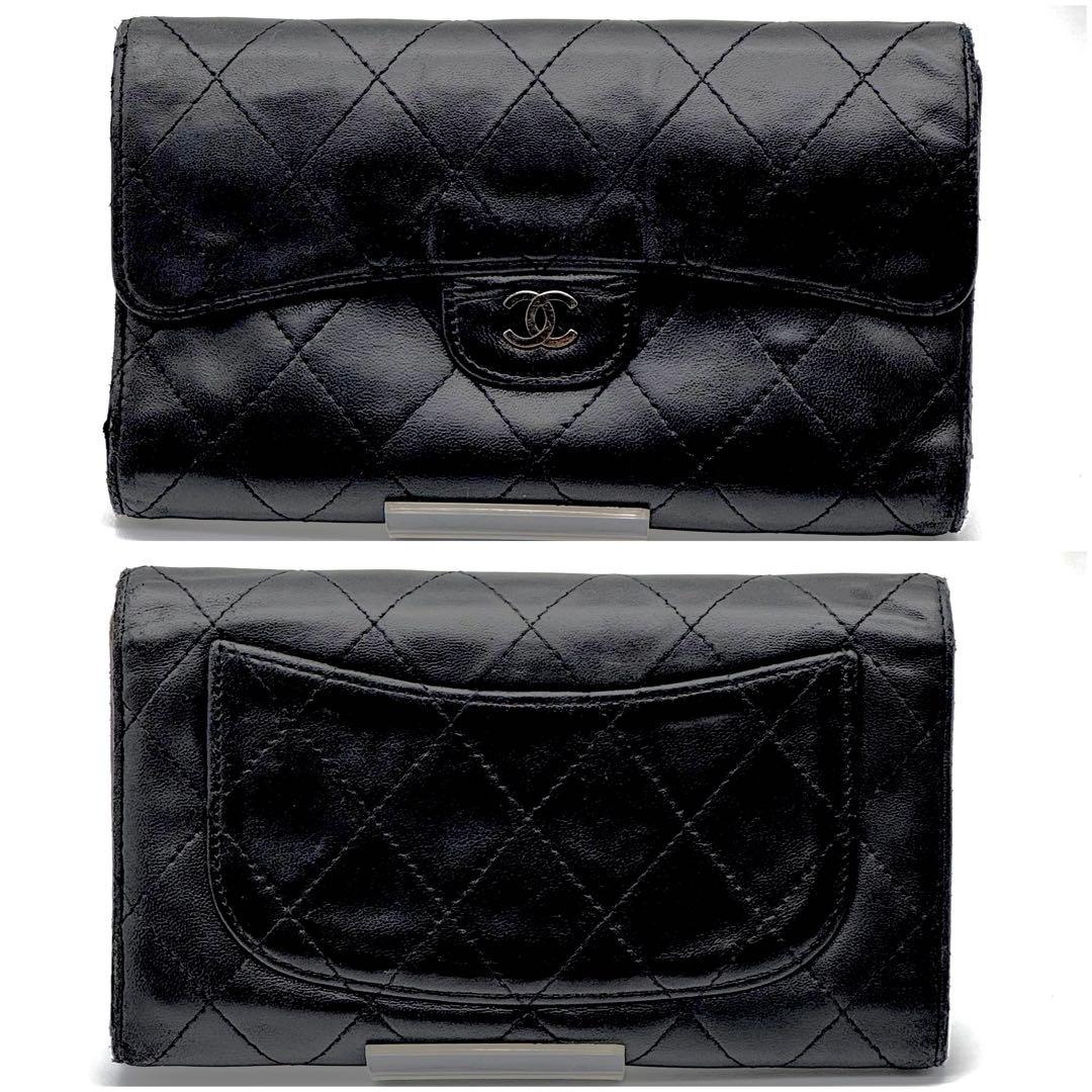 CHANEL シャネル マトラッセ ラムスキン 長財布 ココマーク 三つ折り