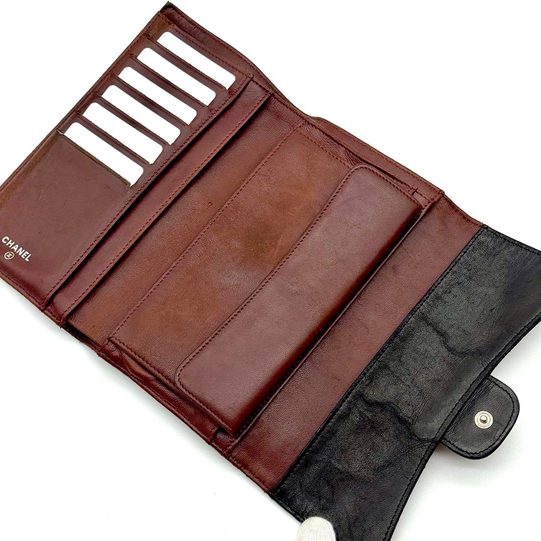 CHANEL シャネル マトラッセ ラムスキン 長財布 ココマーク 三つ折り