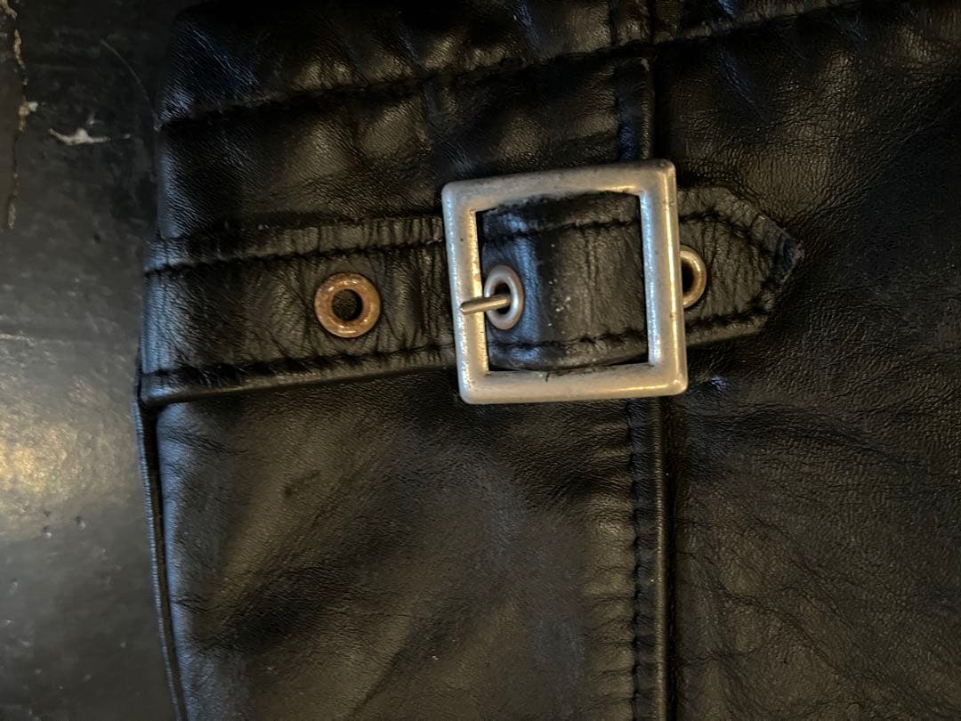 あ*ら様 schott ブラック レザー シングルライダースジャケット　42 U