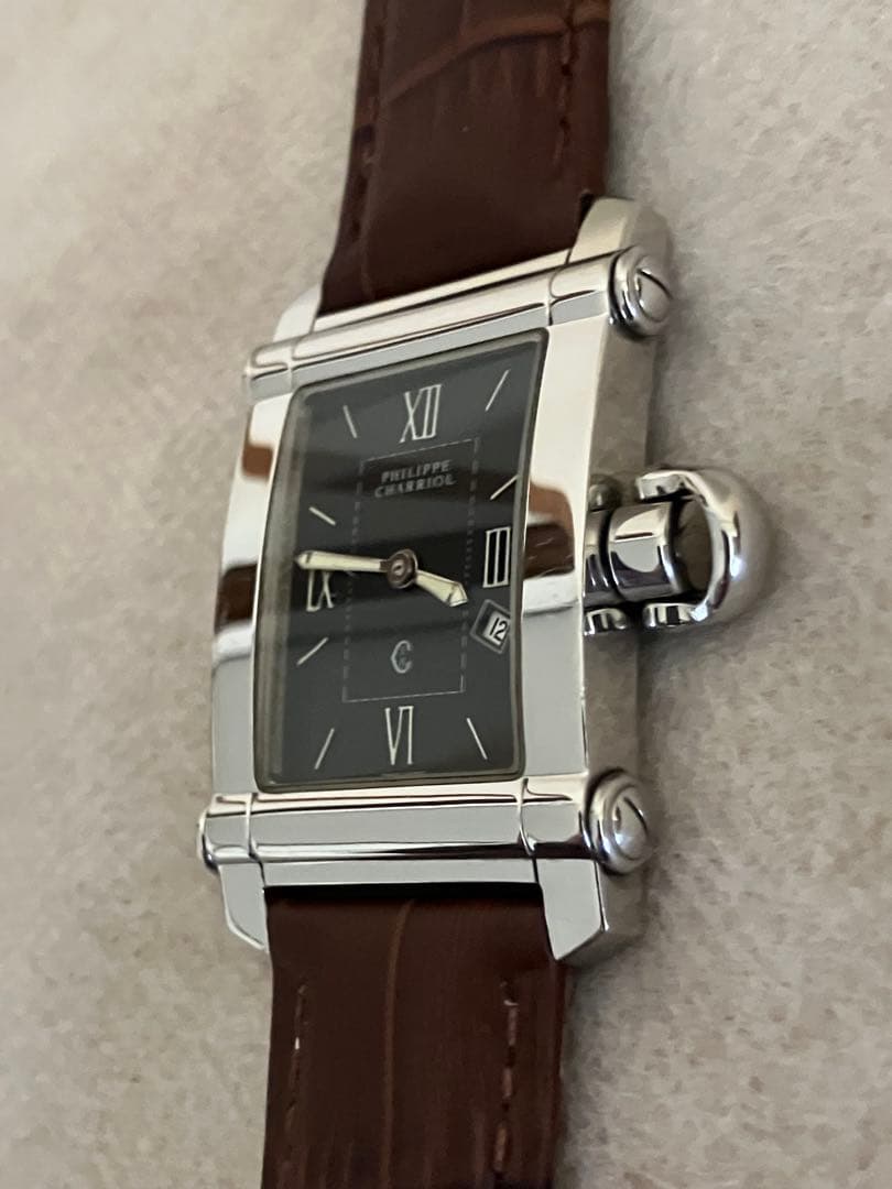値下げ 稼働★PHILIPPE CHARIAL QZ腕時計 電池、皮ベルト新品