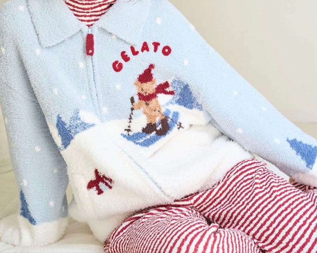 ジャラピケ　スキーベアジャガードカーディガン