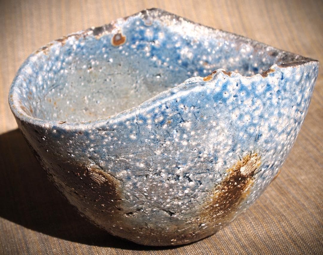 人気作家★大岩智之【師：隠崎隆一】★黒備前茶碗★共箱★コバルト