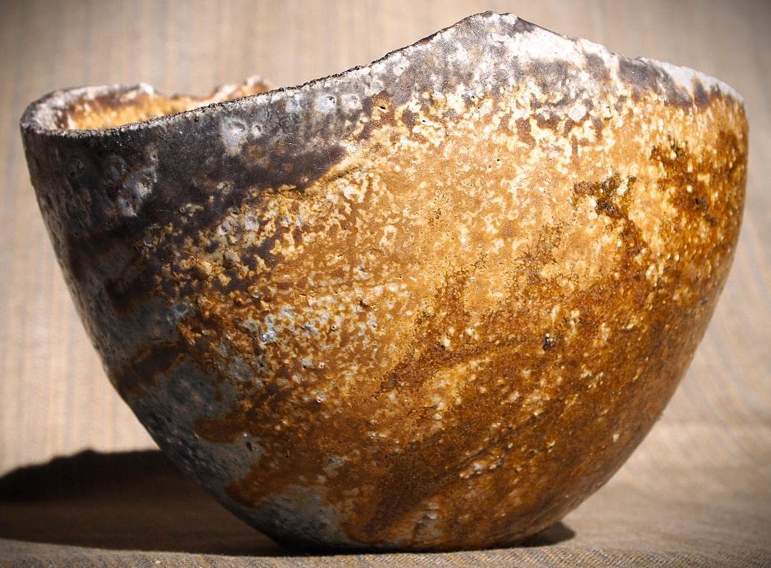 人気作家★大岩智之【師：隠崎隆一】★黒備前茶碗★共箱★コバルト