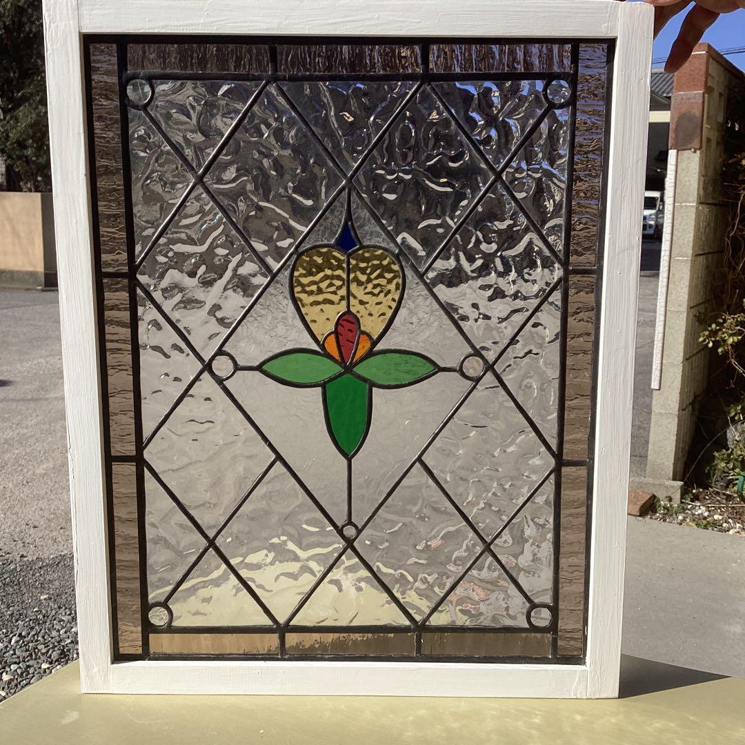 ステンドグラスパネル住宅用　アンテーク調フラワーP(1435)