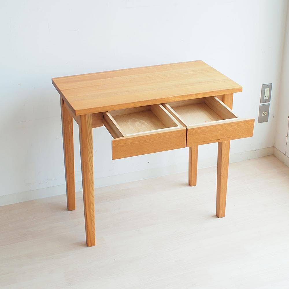 無印良品/MUJI タモ材 デスク 80cm 引出 机